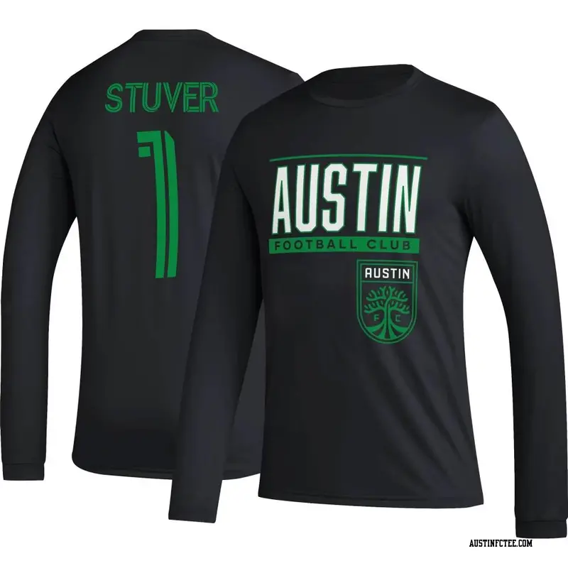 Men's Austin FC ＃1 Brad Stuver Black Name & Number Club Long Sleeve T-Shirt