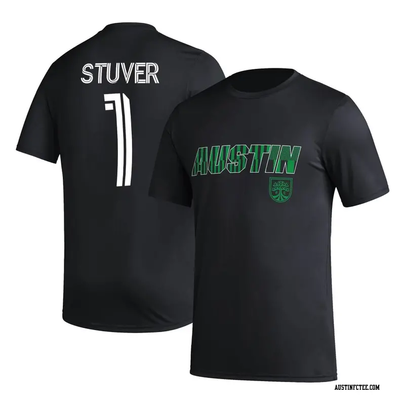 Men's Austin FC ＃1 Brad Stuver Black Name & Number Hook T-Shirt