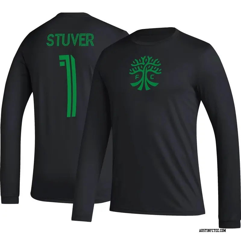 Men's Austin FC ＃1 Brad Stuver Black Name & Number Icon Long Sleeve T-Shirt