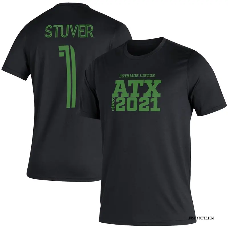Men's Austin FC ＃1 Brad Stuver Black Name & Number Kickoff T-Shirt