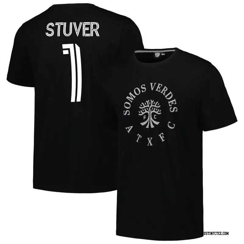 Men's Austin FC ＃1 Brad Stuver Black Name & Number Round Heavy T-Shirt