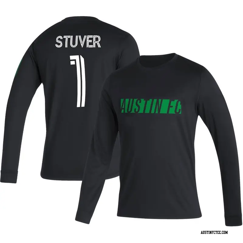 Men's Austin FC ＃1 Brad Stuver Black Name & Number Vintage Long Sleeve T-Shirt
