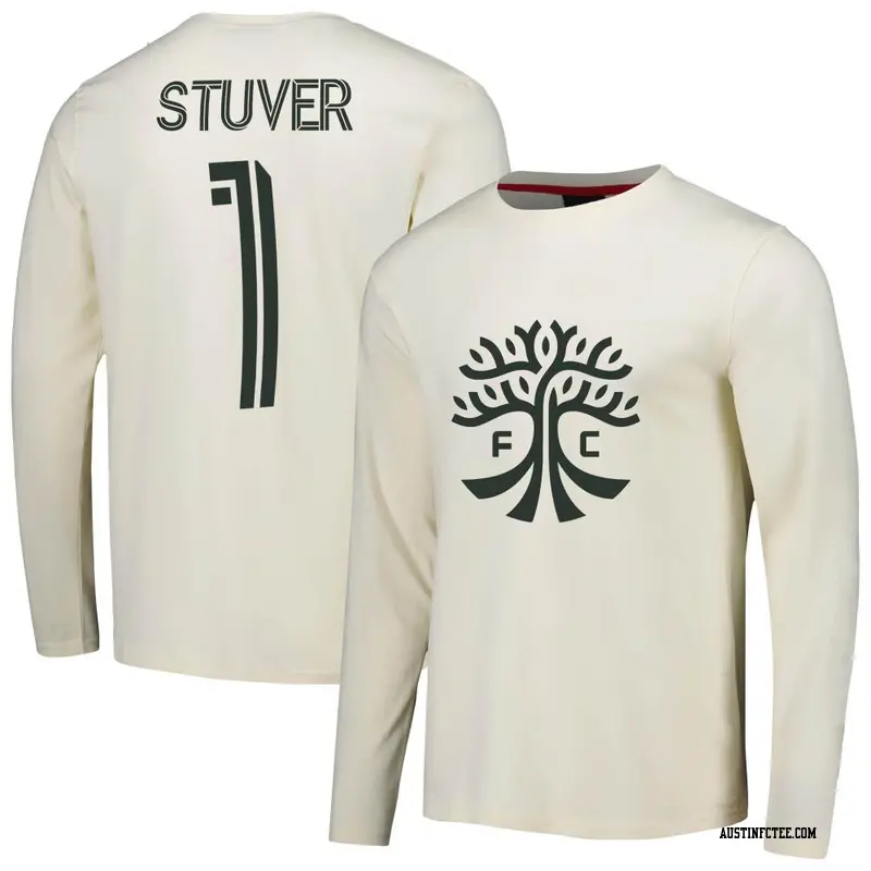 Men's Austin FC ＃1 Brad Stuver Cream Name & Number Local Heavy Long Sleeve T-Shirt