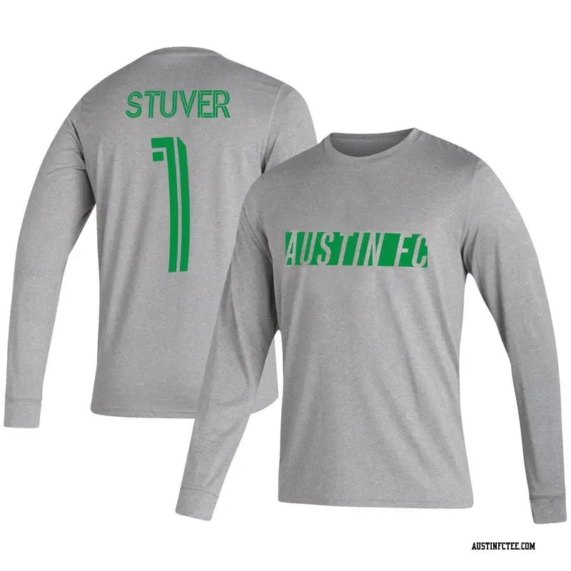 Men's Austin FC ＃1 Brad Stuver Gray Heathered Name & Number Vintage Long Sleeve T-Shirt