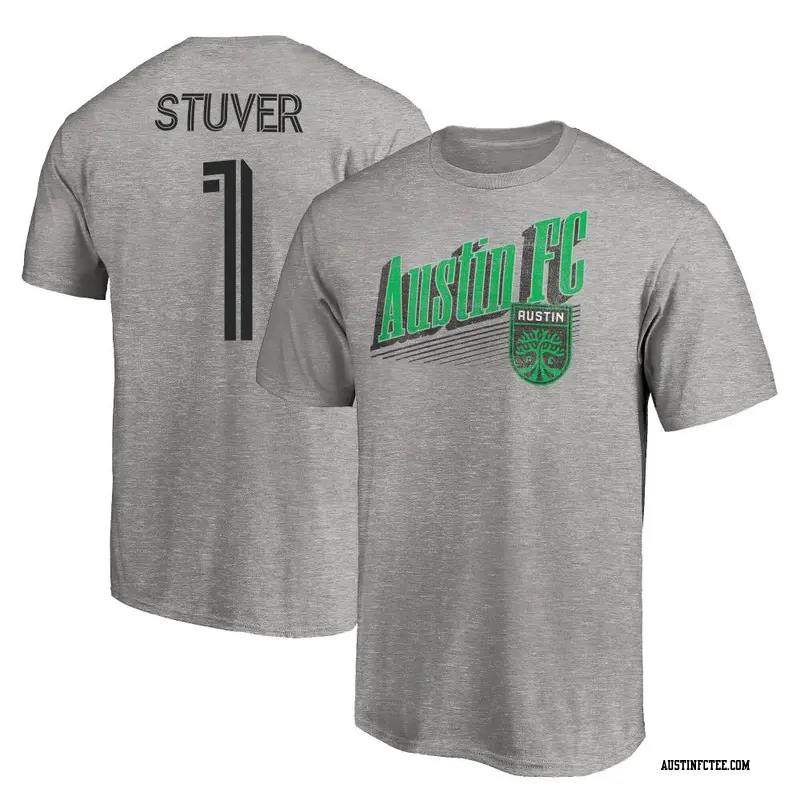 Men's Austin FC ＃1 Brad Stuver Gray Heathered Name & Number Winning Streak T-Shirt