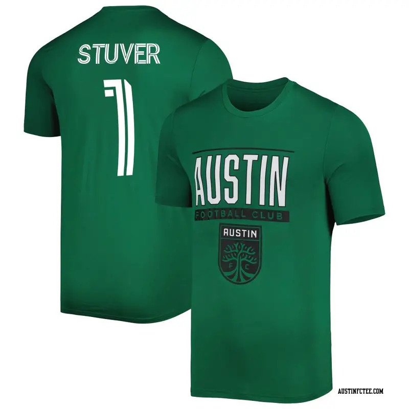 Men's Austin FC ＃1 Brad Stuver Green Name & Number Club Performance T-Shirt