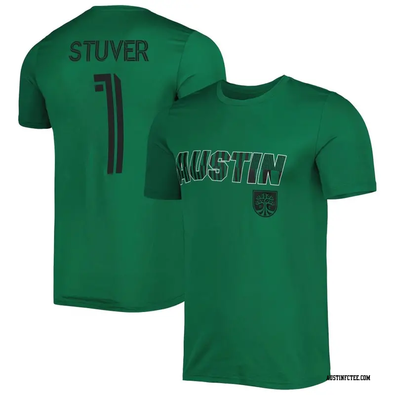 Men's Austin FC ＃1 Brad Stuver Green Name & Number Hook T-Shirt