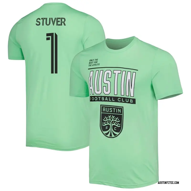 Men's Austin FC ＃1 Brad Stuver Mint Name & Number Club Performance T-Shirt