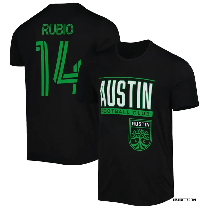 Men's Austin FC ＃14 Diego Rubio Black Name & Number Club Performance T-Shirt