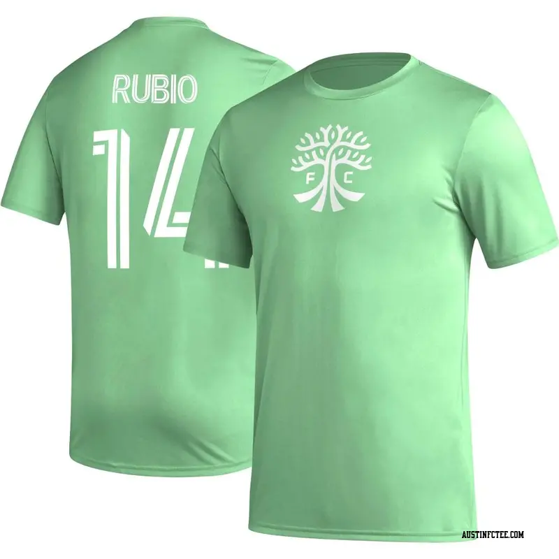 Men's Austin FC ＃14 Diego Rubio Mint Name & Number Icon T-Shirt