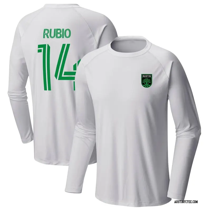 Men's Austin FC ＃14 Diego Rubio White Name & Number Terminal Tackle Long Sleeve T-Shirt