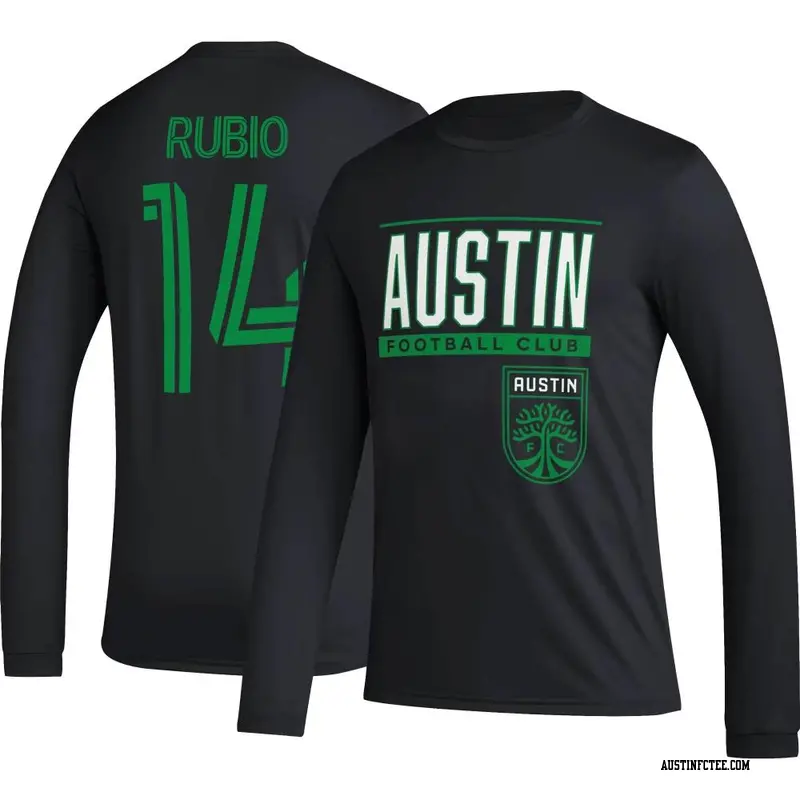 Youth Austin FC ＃14 Diego Rubio Black Name & Number Club Long Sleeve T-Shirt