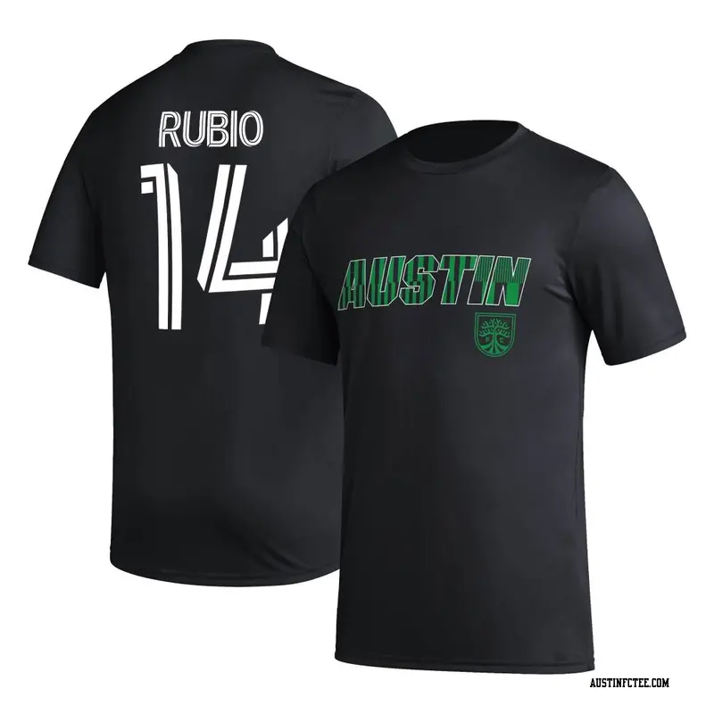 Youth Austin FC ＃14 Diego Rubio Black Name & Number Hook T-Shirt