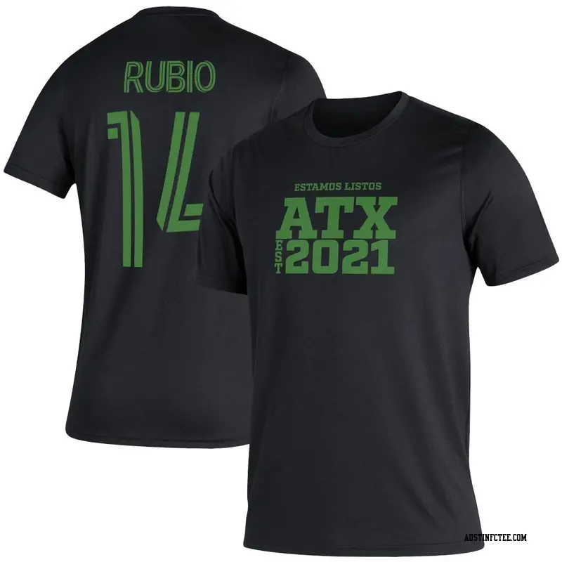 Youth Austin FC ＃14 Diego Rubio Black Name & Number Kickoff T-Shirt