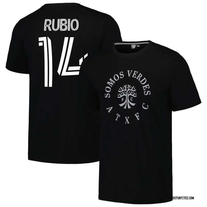 Youth Austin FC ＃14 Diego Rubio Black Name & Number Round Heavy T-Shirt
