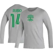 Youth Austin FC ＃14 Diego Rubio Gray Heathered Name & Number Icon Long Sleeve T-Shirt