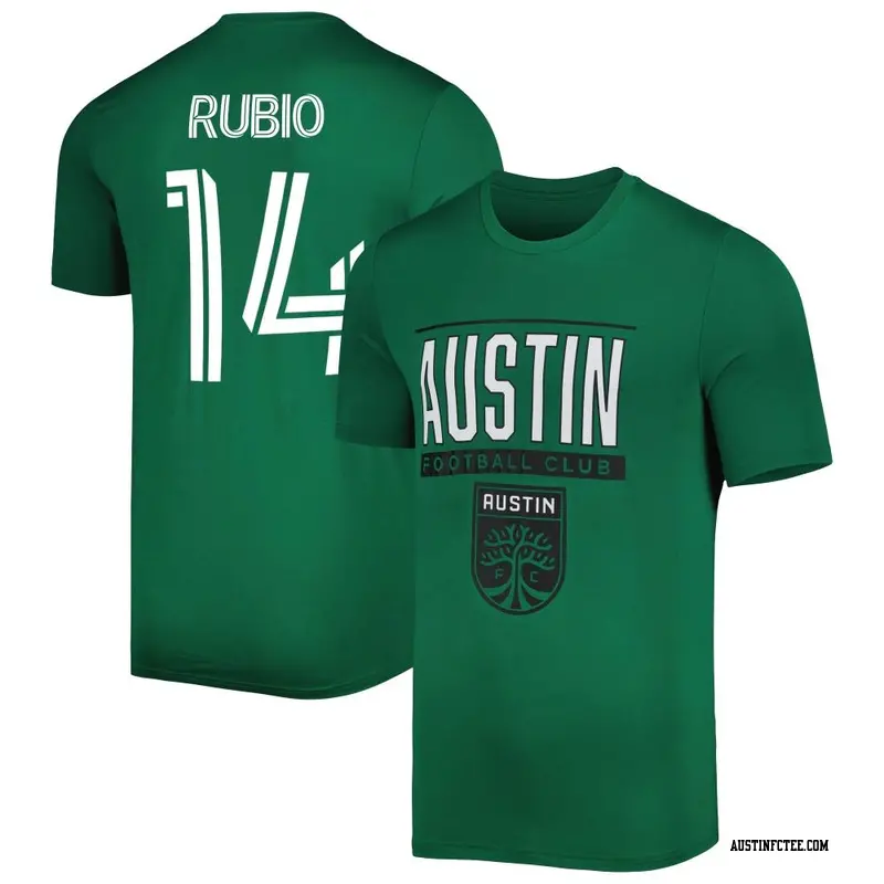 Youth Austin FC ＃14 Diego Rubio Green Name & Number Club Performance T-Shirt